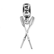 00057448 C W Sellors Sterling Silver Regatta Crossed Oars Tube Charm, G563.