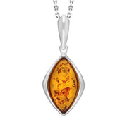 Sterling Silver Amber Framed Marquise Necklace, P2172