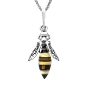 Sterling Silver Amber Bee Drop Necklace, P3143.