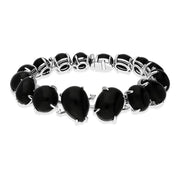 Whitby Jet Bracelet Organic Design Set With Diamonds 18ct White Gold. B887.