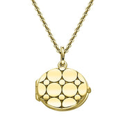 Yellow Gold Vermeil Dotted Oval Keepsake Locket P2640