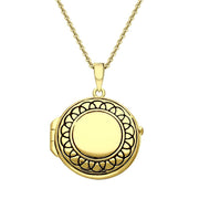 Yellow Gold Vermeil Greek Edge Oval Keepsake Locket P3541