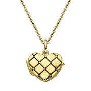 Yellow Gold Vermeil Quilted Heart Keepsake Locket P2633