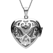 Sterling Silver Blue John Marcasite Heart Shaped Vintage Style Locket Necklace P2149