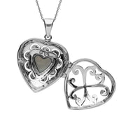 Sterling Silver Blue John Marcasite Heart Shaped Vintage Style Locket Necklace P2149