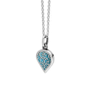 Sterling Silver Turquoise Flore Filigree Small Heart Necklace. P3629._2