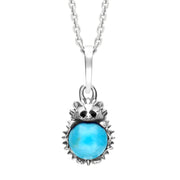 Sterling Silver Turquoise Tiny Hedgehog Necklace, P3356