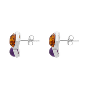 Sterling Silver Amber Moonstone Oval Stud Earrings, E571_2.