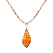 Sterling Silver Amber Freshwater Pearl Beaded Necklace D NUNQ0000469.