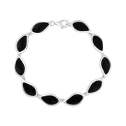 Sterling Silver Whitby Jet Leaf Bracelet B657