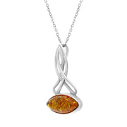 Sterling Silver Amber Wide Marquise Celtic Necklace, P1393_2.