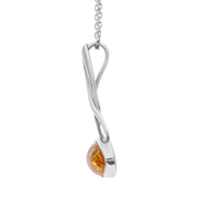 Sterling Silver Amber Wide Marquise Celtic Necklace, P1393_3.