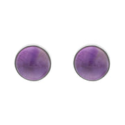 Sterling Silver Amethyst Round Stud Earrings, E1862.