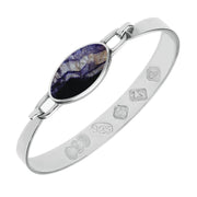 Sterling Silver Blue John Hallmark Wide Oval Bangle, B020_FH