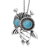 Sterling Silver Large Turquoise Owl Necklace