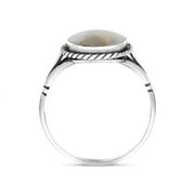 Sterling Silver Opal Rope Edge Ring