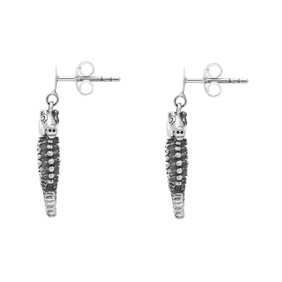 Sterling Silver Small Seahorse Drop Earrings