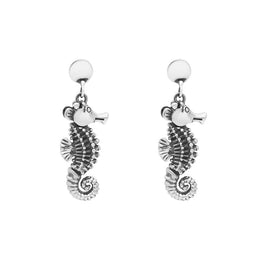 Sterling Silver Small Seahorse Drop Earrings