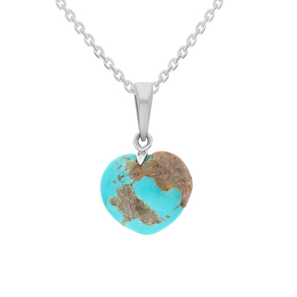 Sterling Silver Turquoise Carved Heart Necklace. p2272_S.
