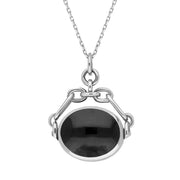 Sterling Silver Whitby Jet Blue John Double Sided Swivel Fob Necklace, P209_2.