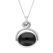 Sterling Silver Whitby Jet Blue John Oval Swivel Fob Necklace, P096_2.