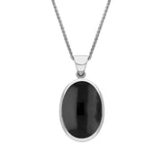 Sterling Silver Whitby Jet Blue John Small Double Sided Fob Necklace, P832_2.