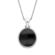Sterling Silver Whitby Jet Blue John Small Double Sided Pear Fob Necklace, P220_2.