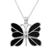 Sterling Silver Whitby Jet Butterfly Necklace, P1367.