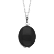 Sterling Silver Whitby Jet Glass Oval Locket Necklace, P3294