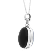 Sterling Silver Whitby Jet Glass Oval Locket Necklace