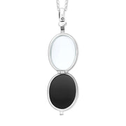 Sterling Silver Whitby Jet Glass Oval Locket Necklace