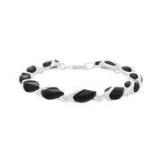 Sterling Silver Whitby Jet Open Top Leaf Bracelet B1259