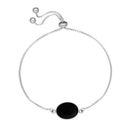 Sterling Silver Whitby Jet Oval Cushion Adjustable Bracelet B1130