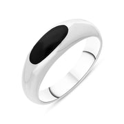 Sterling Silver Whitby Jet Slim Signet Ring R083.