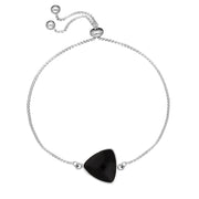 Sterling Silver Whitby Jet Triangular Stone Adjustable Chain Bracelet, B1128.