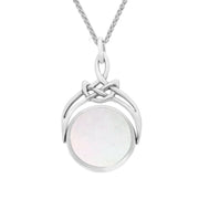 Sterling Silver Blue John Mother of Pearl Round Swivel Fob Necklace, P258_12.