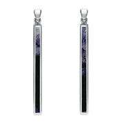 Sterling Silver Blue John Long Slim Drop Earrings. E1070